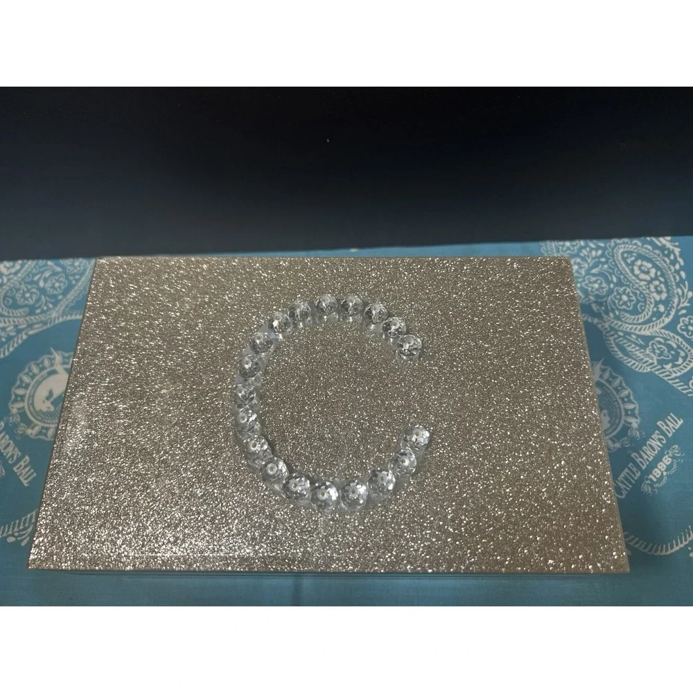 BEAUTIFUL SPARKLING GOLD INITIAL C 8X5X3 JEWELRY/TRINKET BOX  ( 1532)‎